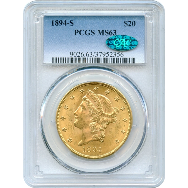 1894-S $20 Liberty Head Double Eagle PCGS MS63 (CAC)