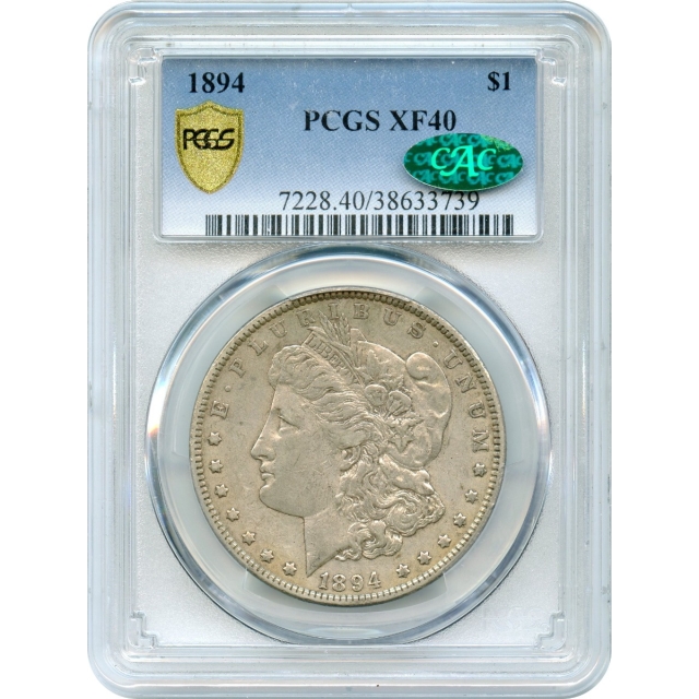 1894 $1 Morgan Silver Dollar PCGS XF40 (CAC)