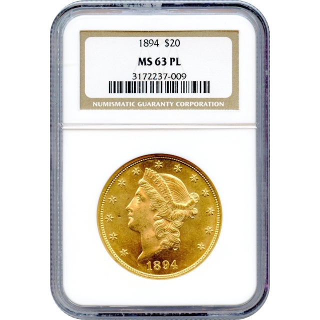 1894 $20 Liberty Head Double Eagle NGC MS63 Prooflike