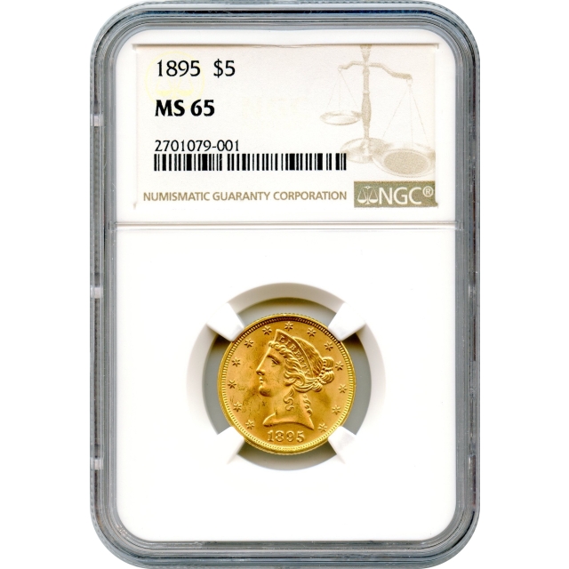 1895 $5 Liberty Head Half Eagle NGC MS65