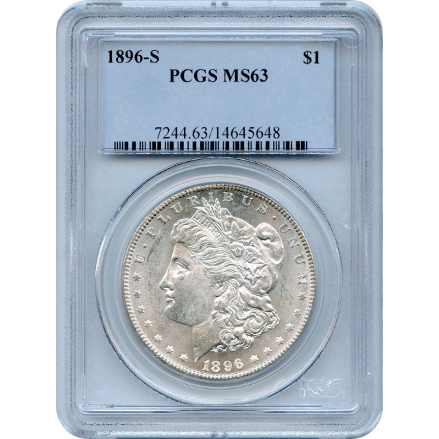 1896-S $1 Morgan Silver Dollar PCGS MS63 - Rare in Mint State