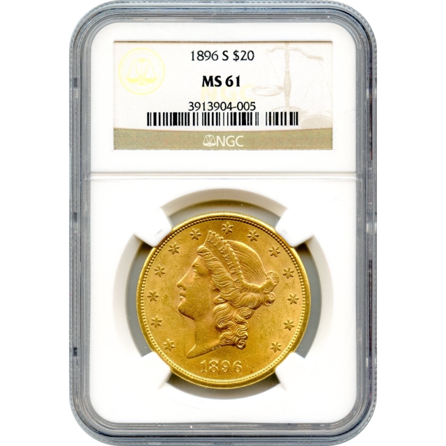 1896-S $20 Liberty Head Double Eagle NGC MS61