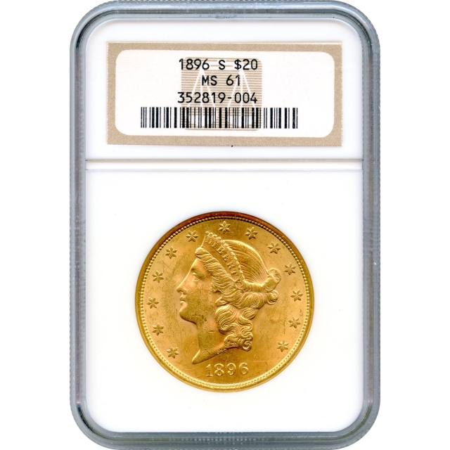 1896-S $20 Liberty Head Double Eagle NGC MS61