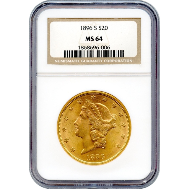 1896-S $20 Liberty Head Double Eagle NGC MS64