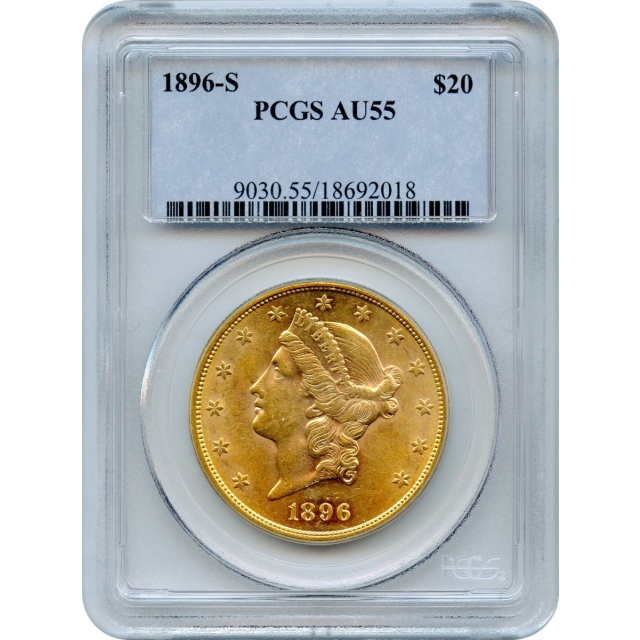 1896-S $20 Liberty Head Double Eagle PCGS AU55