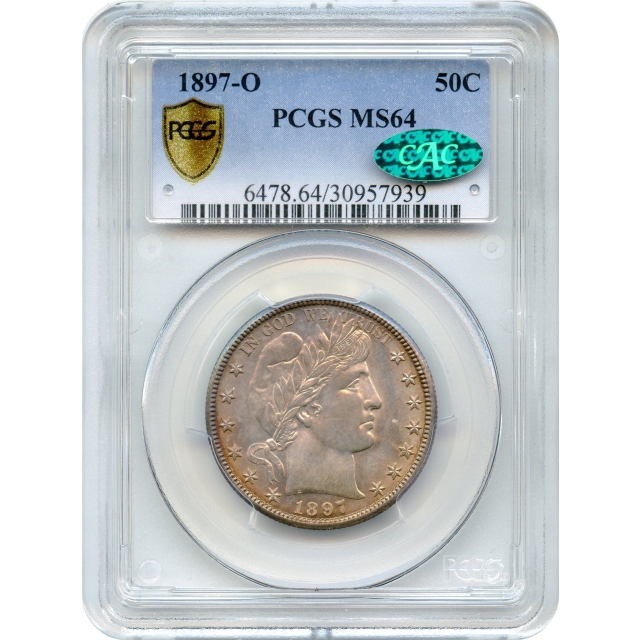1897-O 50C Barber Half Dollar PCGS MS64 (CAC)