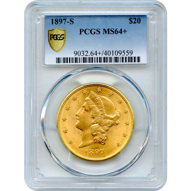 1897-S $20 Liberty Head Double Eagle PCGS MS64+