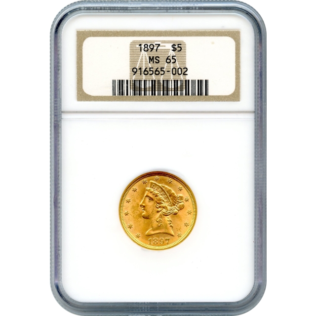 1897 $5 Liberty Head Half Eagle NGC MS65