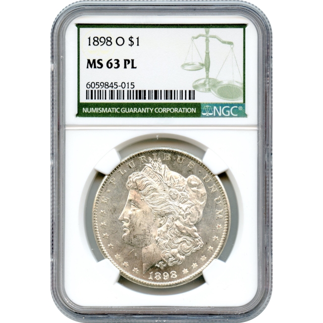 1898-O $1 Morgan Silver Dollar NGC (Green Label) NGC MS63PL