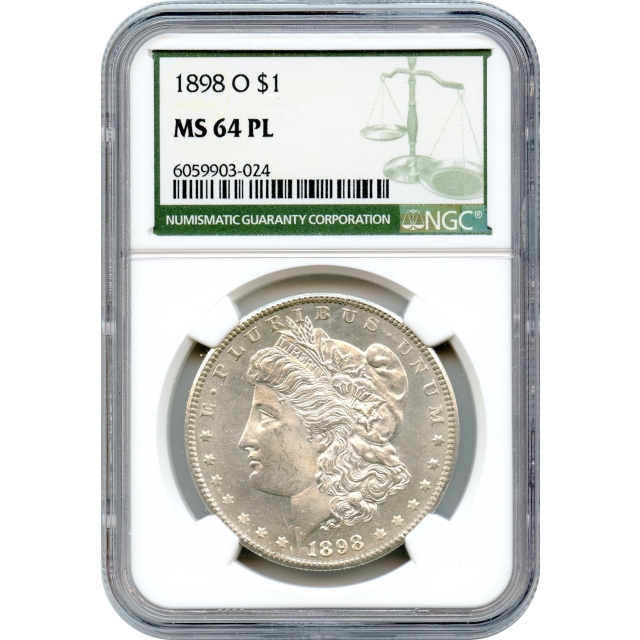 1898-O $1 Morgan Silver Dollar NGC (Green Label) NGC MS64PL
