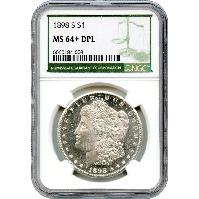 1898-S $1 Morgan Silver Dollar NGC (Green Label) NGC MS64+DMPL
