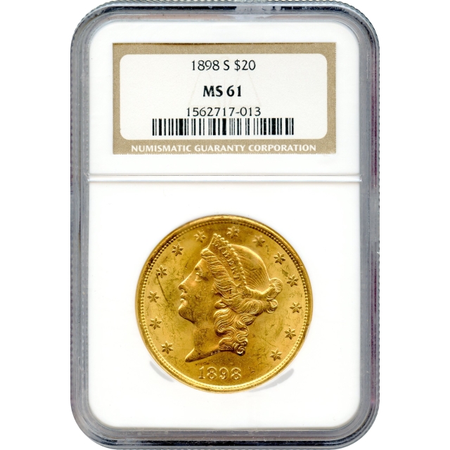 1898-S $20 Liberty Head Double Eagle NGC MS61