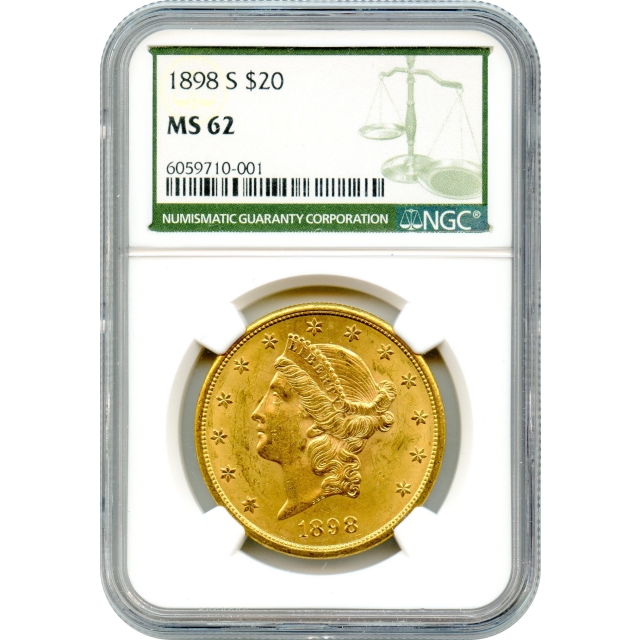 1898-S $20 Liberty Head Double Eagle NGC MS62