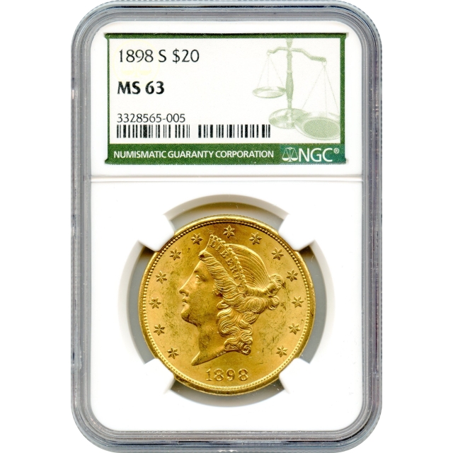 1898-S $20 Liberty Head Double Eagle NGC MS63