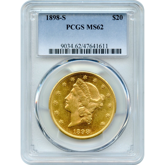 1898-S $20 Liberty Head Double Eagle PCGS MS62