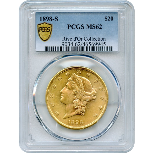 1898-S $20 Liberty Head Double Eagle PCGS MS62 Ex.Rive d'Or Collection