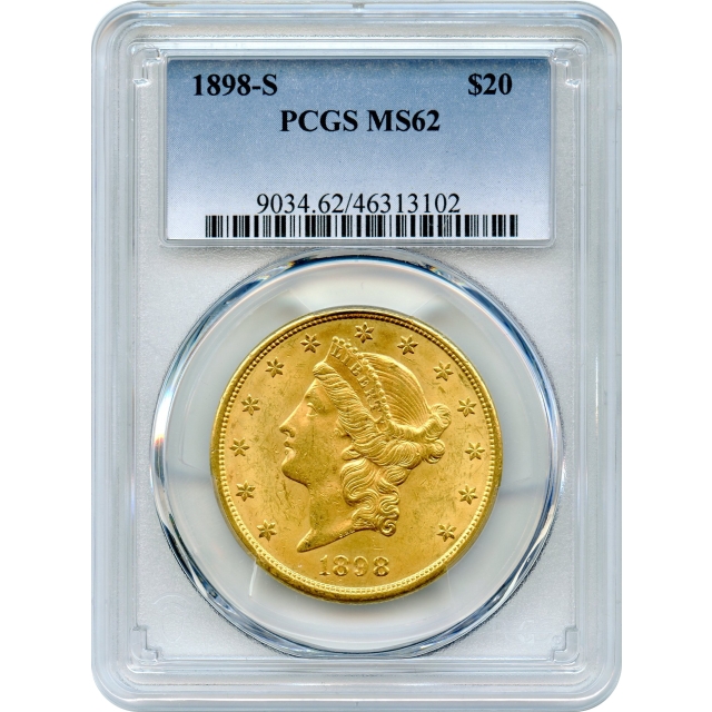 1898-S $20 Liberty Head Double Eagle PCGS MS62