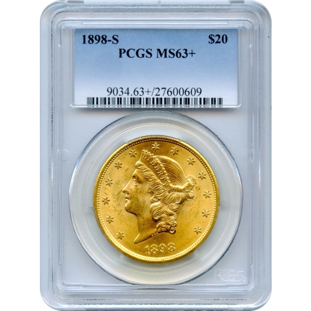 1898-S $20 Liberty Head Double Eagle PCGS MS63+