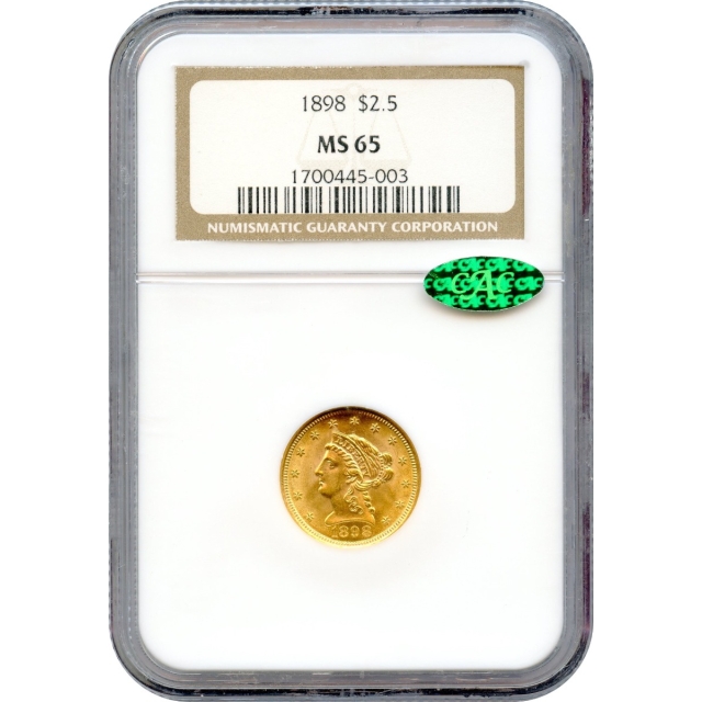 1898 $2.50 Liberty Head Quarter Eagle NGC MS65 (CAC)