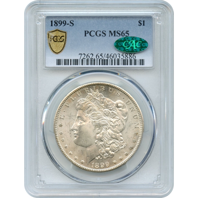 1899-S $1 Morgan Silver Dollar PCGS MS65 (CAC)
