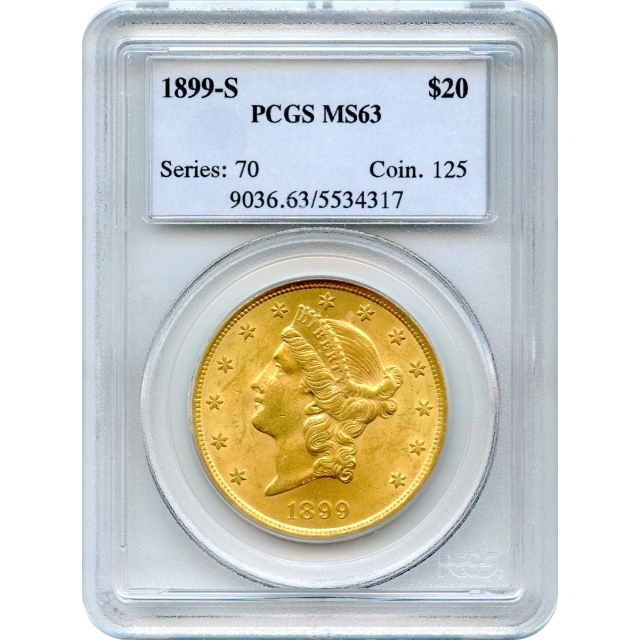 1899-S $20 Liberty Head Double Eagle PCGS MS63