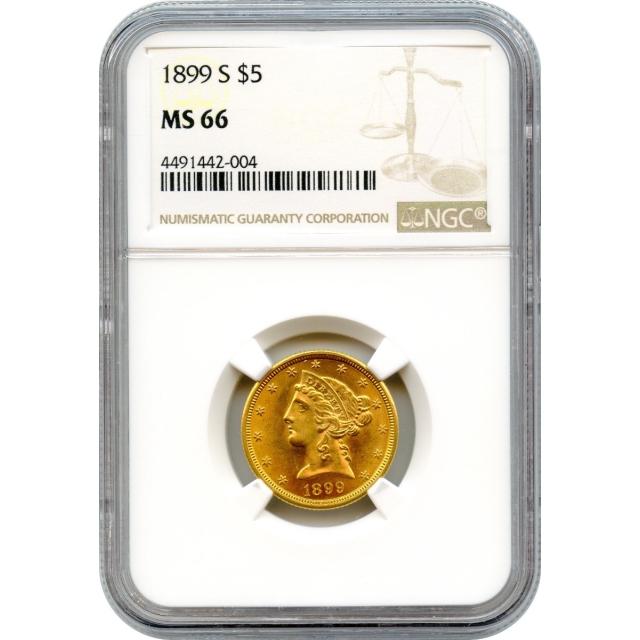 1899-S $5 Liberty Head Half Eagle NGC MS66 - A Conditional Rarity!