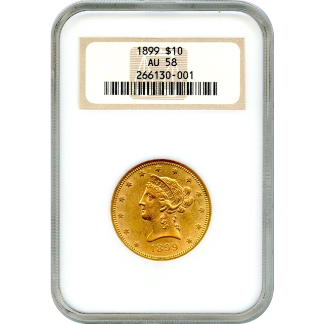 1899 $10 Liberty Head Eagle NGC AU58