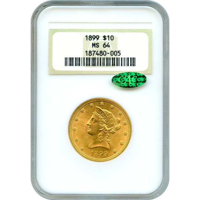 1899 $10 Liberty Head Eagle NGC MS64 (CAC)