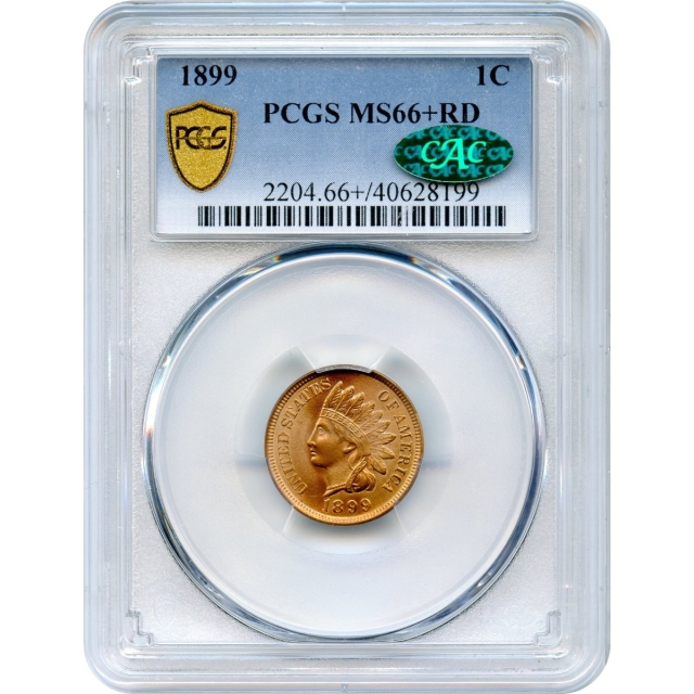 1899 1C Indian Head Cent PCGS MS66+RD (CAC) fiery mint red from an original roll-!
