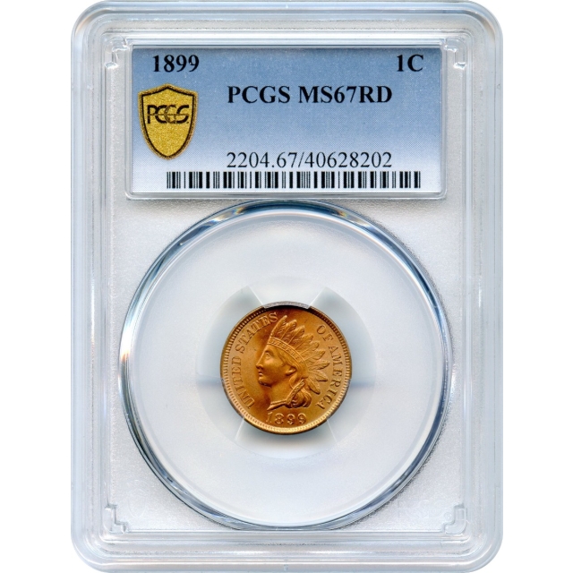 1899 1C Indian Head Cent PCGS MS67RD - fiery full mint red Condition Rarity from an original roll-!