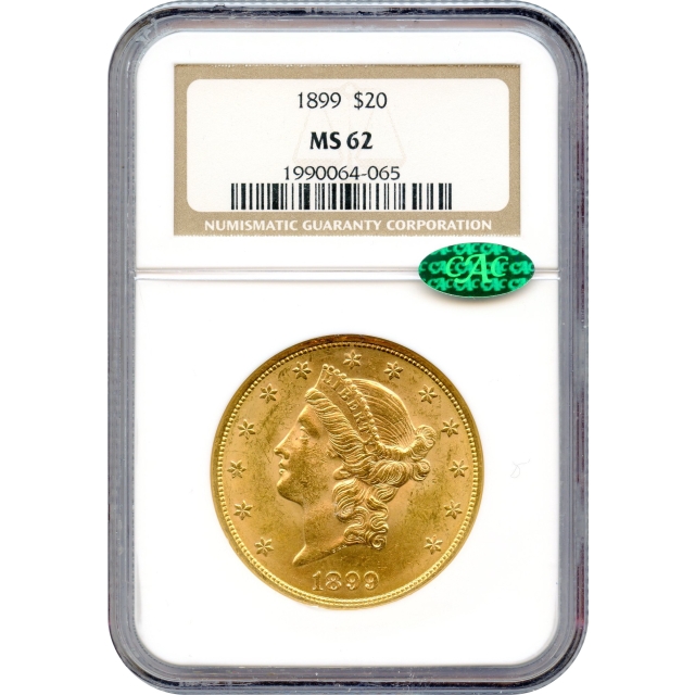 1899 $20 Liberty Head Double Eagle NGC MS62 (CAC)