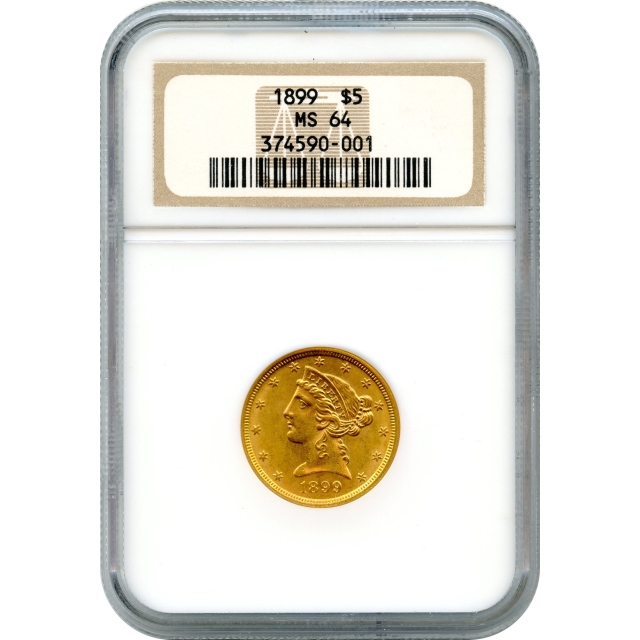 1899 $5 Liberty Head Half Eagle NGC MS64