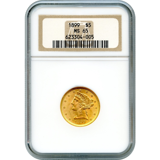 1899 $5 Liberty Head Half Eagle NGC MS65