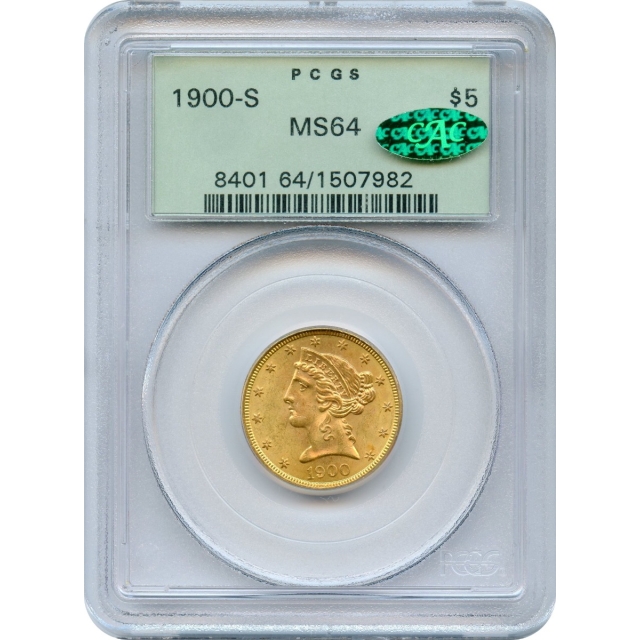 1900-S $5 Liberty Head Half Eagle PCGS MS64 (CAC)