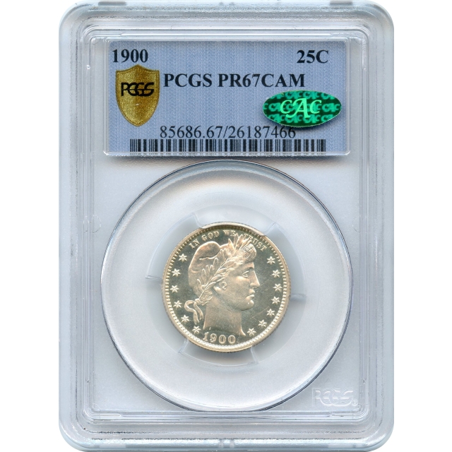 1900 25C Barber Quarter Dollar PCGS PR67CAM (CAC)