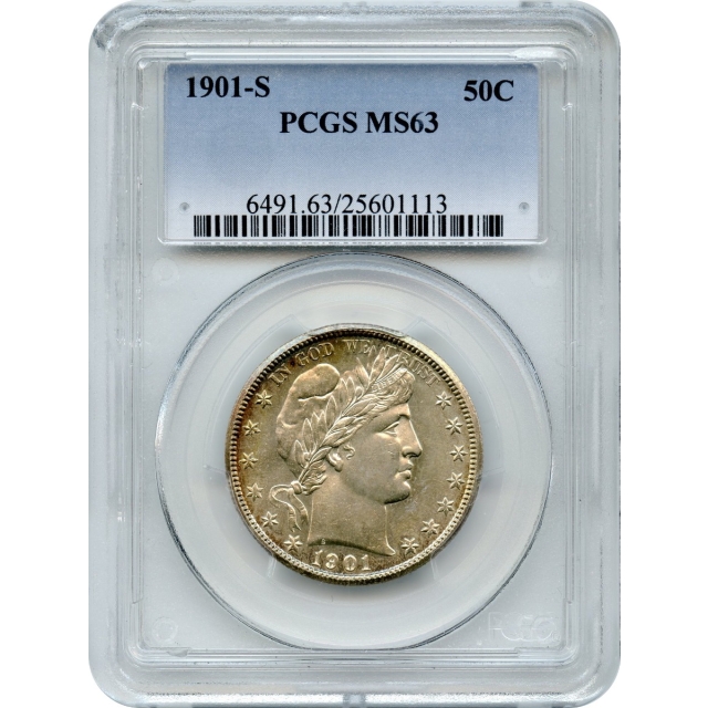 1901-S 50C Barber Half Dollar PCGS MS63