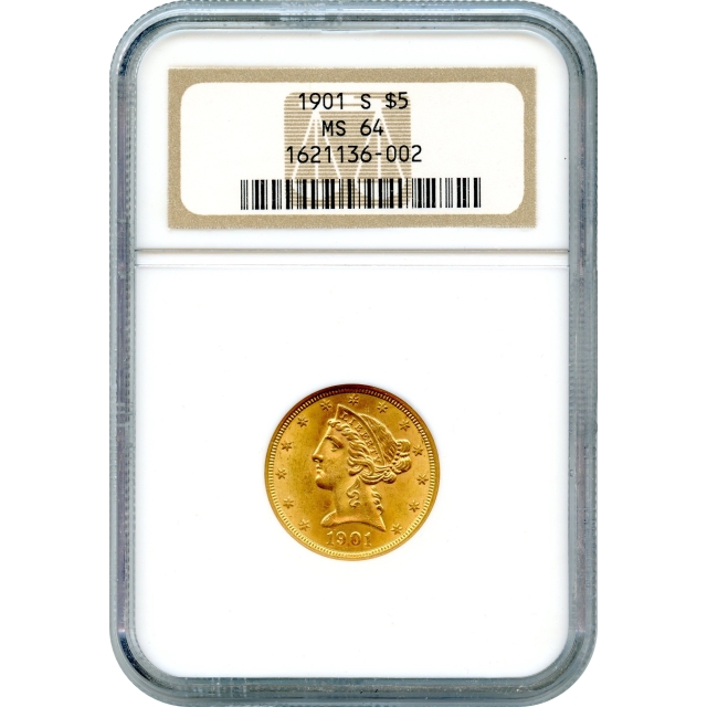 1901-S $5 Liberty Head Half Eagle NGC MS64