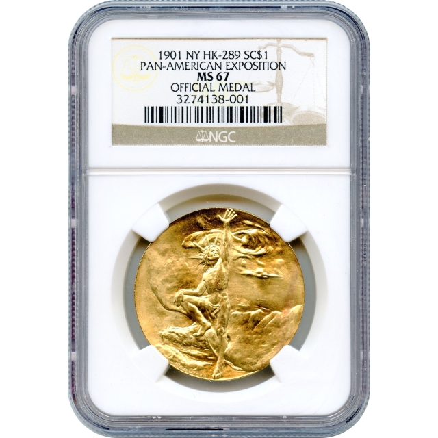 So-Called Dollar - 1901 NY SC$1, HK-289 Brass Pan-American Exposition NGC MS67