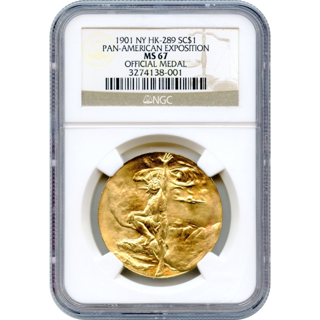 So-Called Dollar - 1901 NY SC$1, HK-289 Brass Pan-American Exposition NGC MS67
