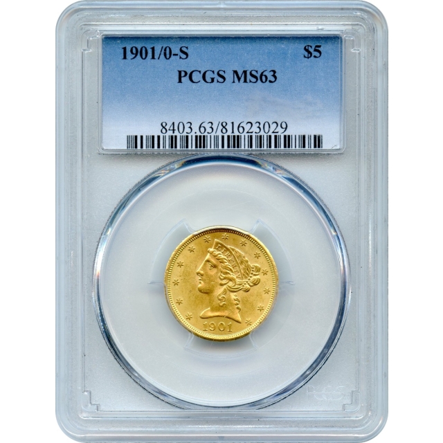 1901/0-S $5 Liberty Head Half Eagle PCGS MS63