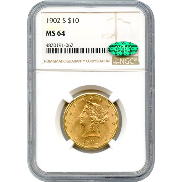 1902-S $10 Liberty Head Eagle NGC MS64 (CAC)