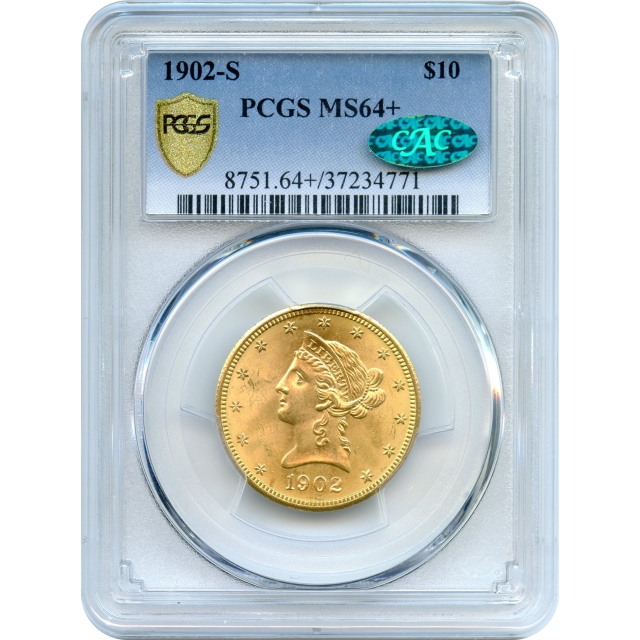 1902-S $10 Liberty Head Eagle PCGS MS64+ (CAC)