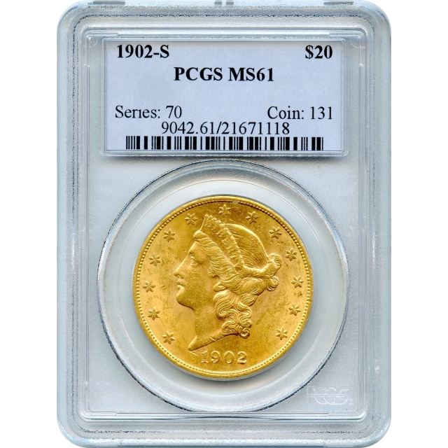 1902-S $20 Liberty Head Double Eagle PCGS MS61