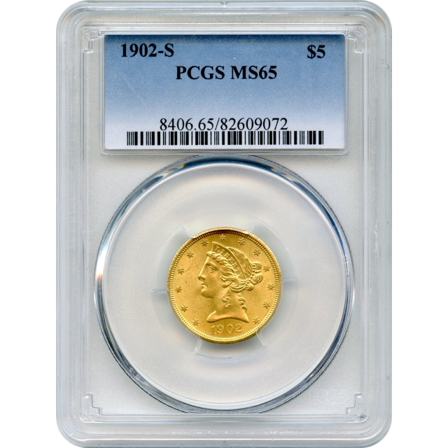1902-S $5 Liberty Head Half Eagle PCGS MS65