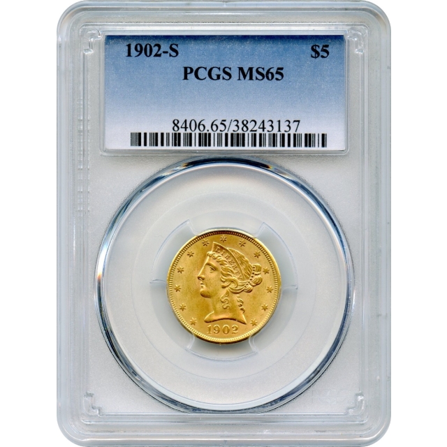 1902-S $5 Liberty Head Half Eagle PCGS MS65