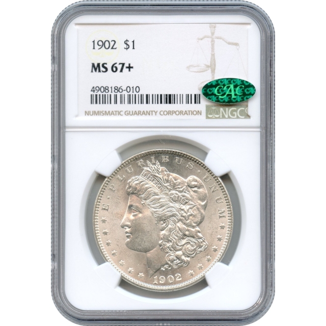 1902 $1 Morgan Silver Dollar NGC MS67+ (CAC) - Finest Known!