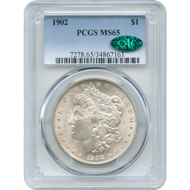 1902 $1 Morgan Dollar Silver Dollar PCGS MS65 (CAC)