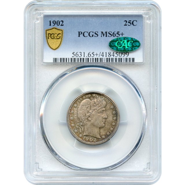 1902 25C Barber Quarter Dollar PCGS MS65+ (CAC)