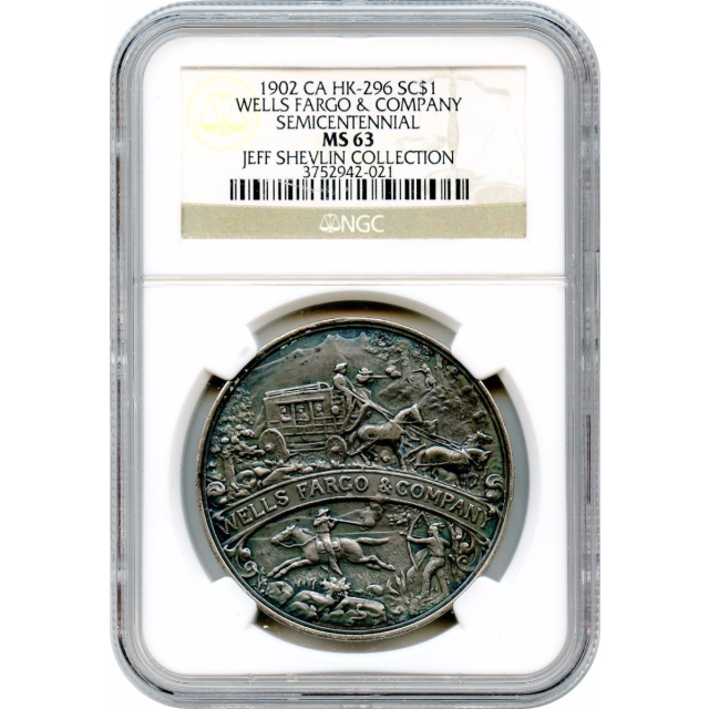 So-Called Dollar - 1902 Wells Fargo & Co. Semicentennial Medal HK-296 NGC MS63 Ex. Shevlin