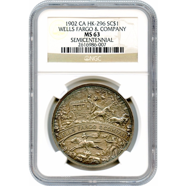 So-Called Dollar - 1902 Wells Fargo & Co. Semicentennial Medal HK-296 NGC MS63